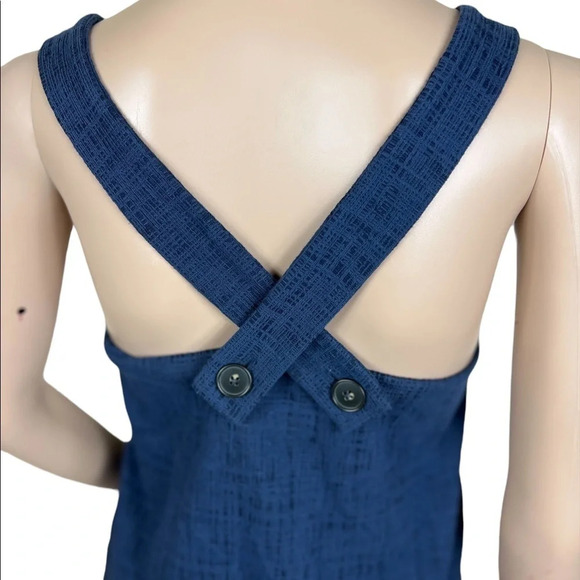 NWT MADEWELL Womens Size XXS Blue Apron Cross Back Tank Top Button Sleeveless - Picture 4 of 9